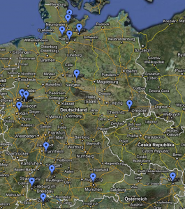 Google Map Übersicht der Stendorte aller Teilnehmer